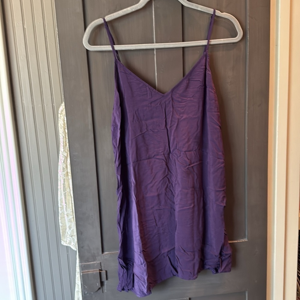 Free People Ibiza Nights Purple Floral Mini Dress Button Up Size Large - Picture 6 of 7